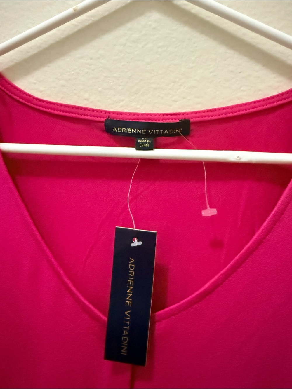 Adrienne Vittadini Bright Fuchsia Button-Front V-Neck Blouse - Picture 4 of 8